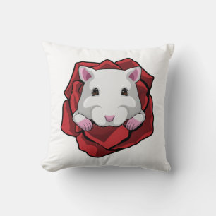Hamster with Rose Cushion