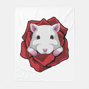 Hamster with Rose Fleece Blanket