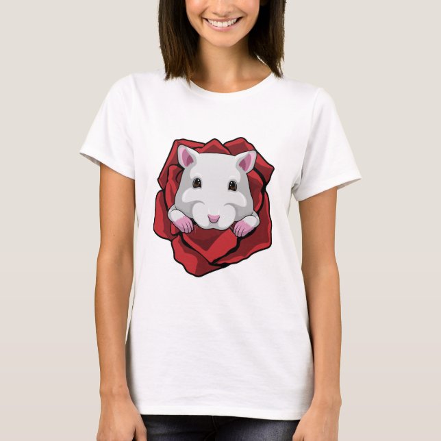 Hamster with Rose T-Shirt (Front)