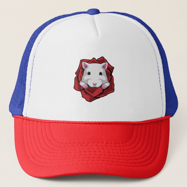 Hamster with Rose Trucker Hat (Front)