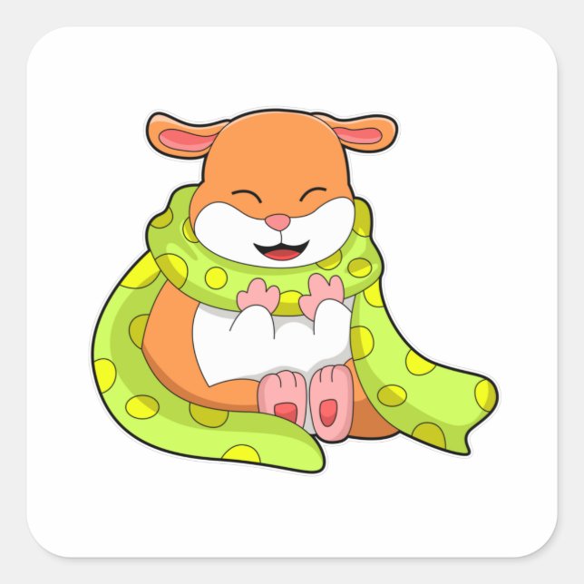Hamster with Scarf Square Sticker (Front)
