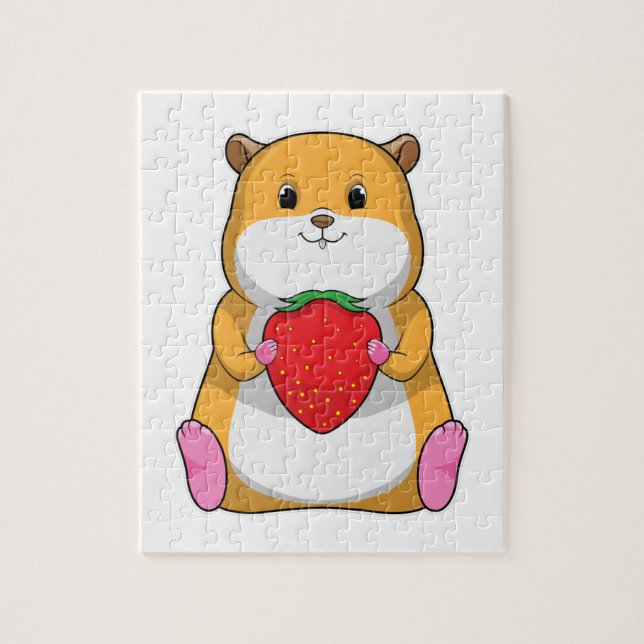Hamster with Strawberry Jigsaw Puzzle (Vertical)