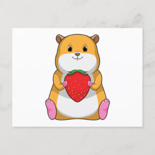 Hamster with Strawberry Postcard