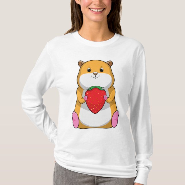 Hamster with Strawberry T-Shirt (Front)