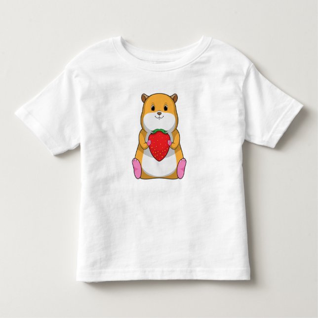 Hamster with Strawberry Toddler T-Shirt (Front)