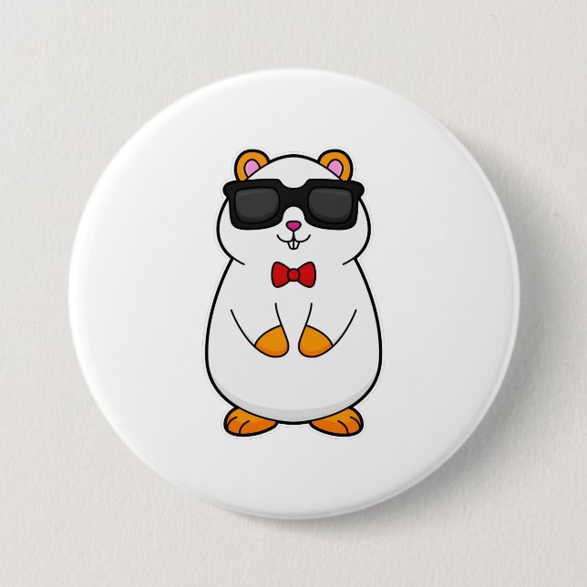 Hamster with Sunglasses & Bow tie 7.5 Cm Round Badge (Front)