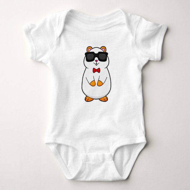 Hamster with Sunglasses & Bow tie Baby Bodysuit (Front)