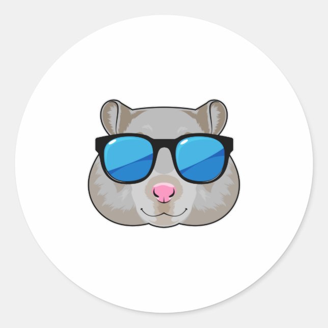 Hamster with Sunglasses Classic Round Sticker (Front)