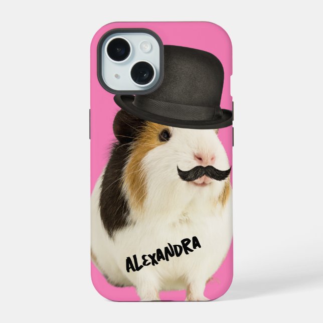 Hamster with Top Hat Fun Animal iPhone 15 Case (Back)