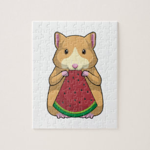 Hamster with Watermelon Jigsaw Puzzle