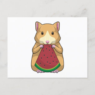 Hamster with Watermelon Postcard