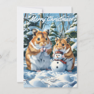 Hamsters and Snowman Christmas Card