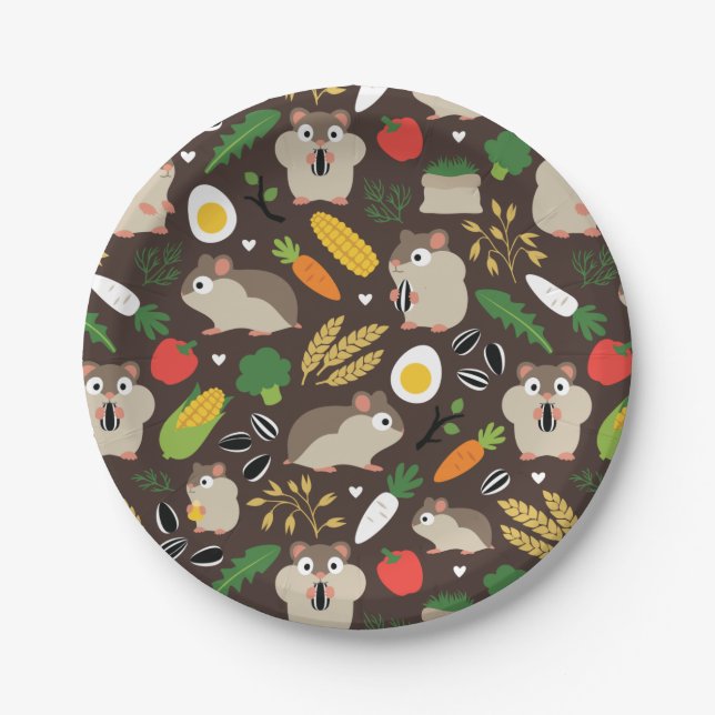 Hamsters And Their Treats Paper Plate (Front)