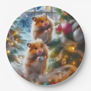 Hamsters' Christmas Paper Plates
