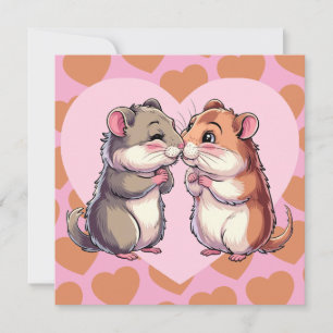 Hamsters Kissing Valentine's Day Hearts Love Card