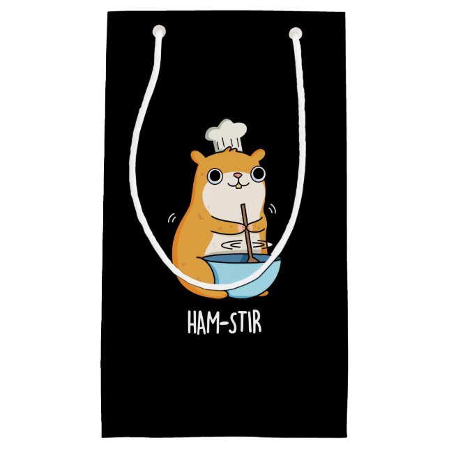 Hamstir Funny Chef Hamster Pun Dark BG Small Gift Bag (Front)