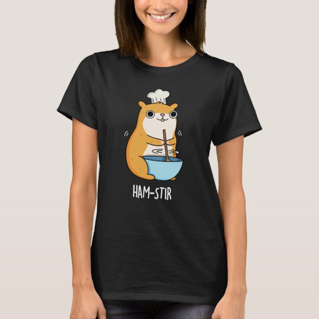 Hamstir Funny Chef Hamster Pun Dark BG T-Shirt (Front)