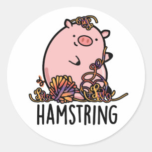 Hamstring Funny Pig Pun  Classic Round Sticker