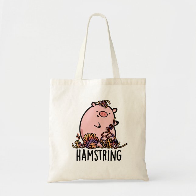 Hamstring Funny Pig Pun Tote Bag (Front)
