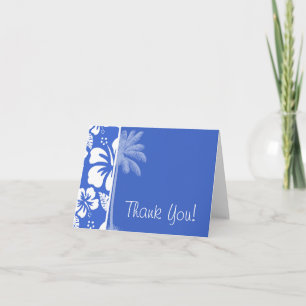 Han Blue Hawaiian Tropical Hibiscus; Palm Thank You Card