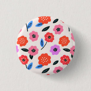 Han drawing flowers pattern 3 cm round badge