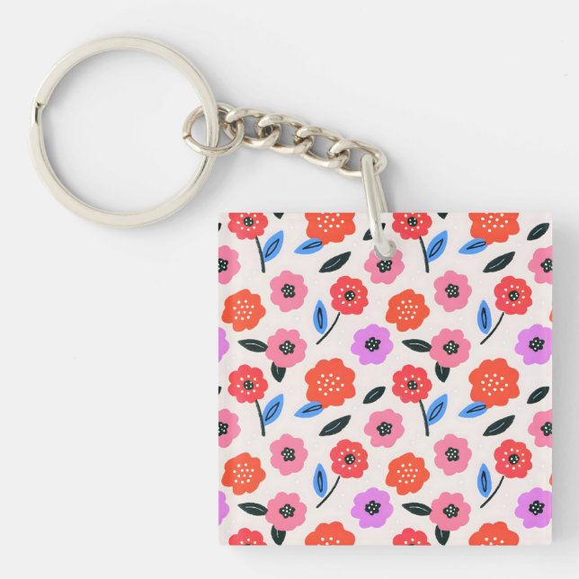 Han drawing flowers pattern key ring (Front)