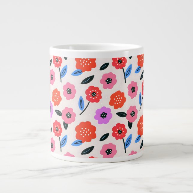 Han drawing flowers pattern large coffee mug (Front)