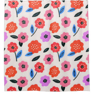 Han drawing flowers pattern shower curtain
