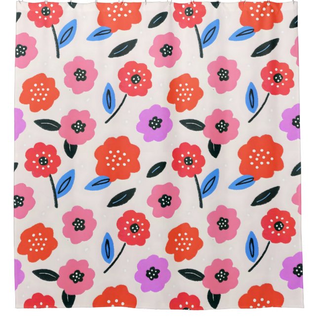 Han drawing flowers pattern shower curtain (Front)
