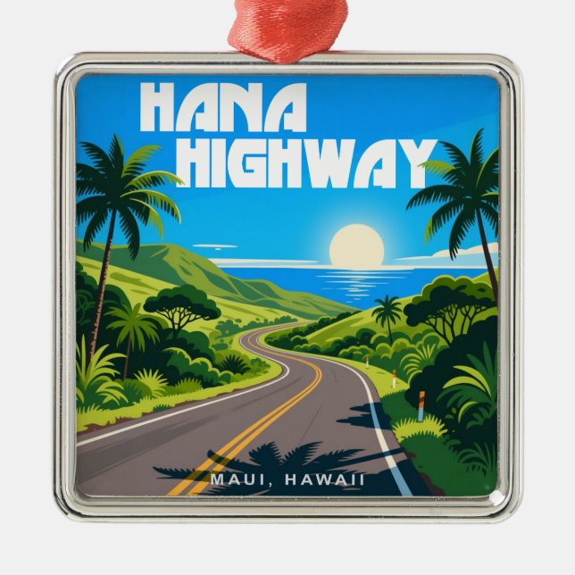 Hana Highway Maui Hawaii Landscape Metal Ornament (Front)