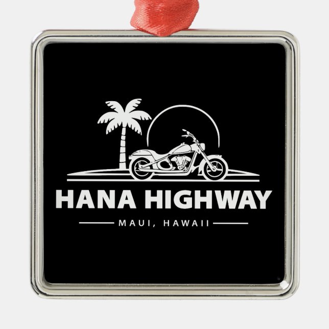 Hana Highway Maui Hawaii Motorcycle Metal Ornament (Front)