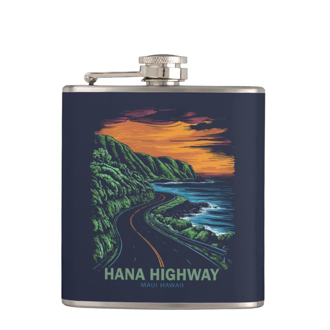 Hana Highway Maui Hawaii Vista Hip Flask (Front)