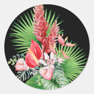 Hana hou! (Black) Hawaiian Flower Arrangement Classic Round Sticker
