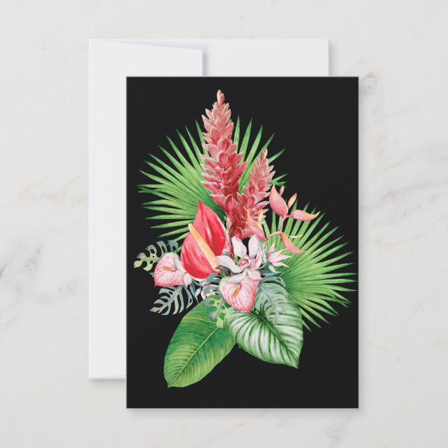 Hana hou! (Black) Hawaiian Flower Arrangement Thank You Card (Front)