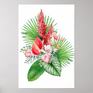 Hana hou! (White) Hawaiian Flower Arrangement Poster