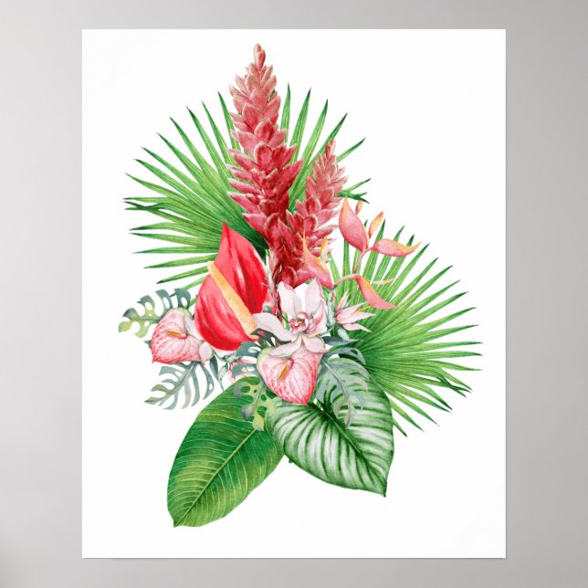Hana hou! (White) Hawaiian Flower Arrangement  Poster (Front)