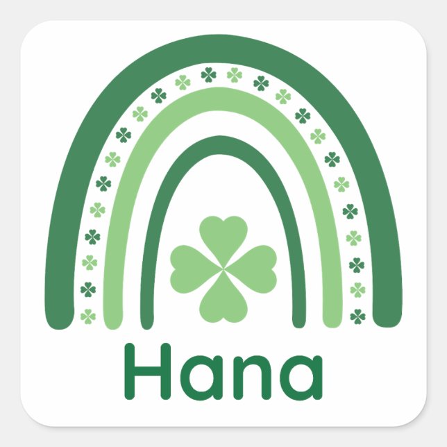 Hana Name Clover Boho Rainbow Square Sticker (Front)