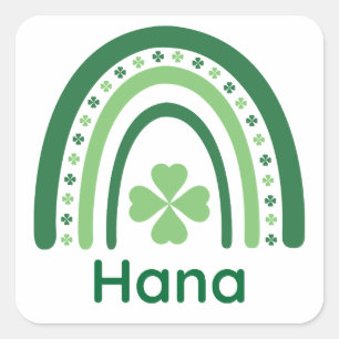 Hana Name Clover Boho Rainbow Square Sticker
