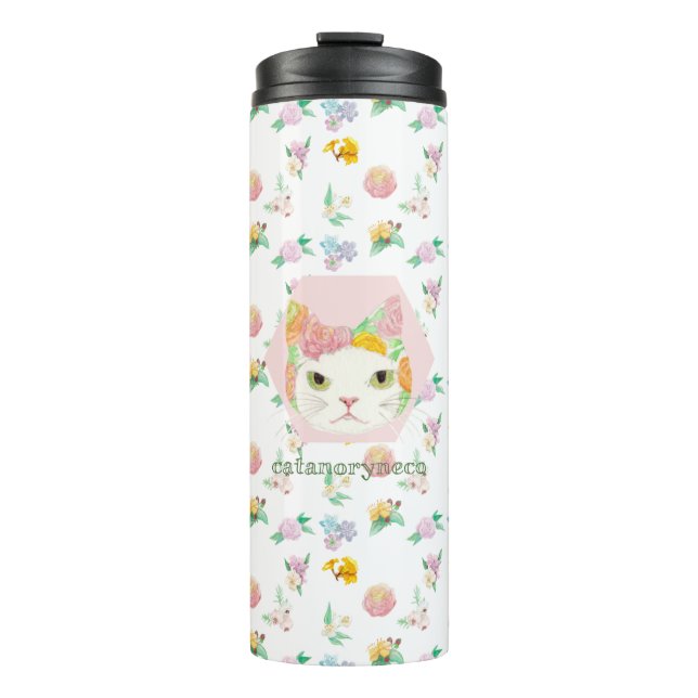 Hanabune (flower cat/gate de flow) thermal tumbler (Front)