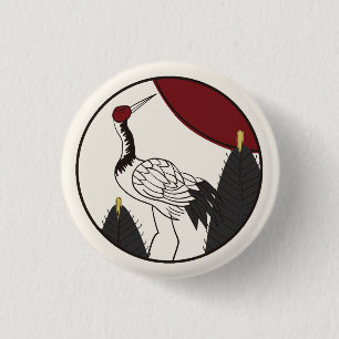 Hanafuda "Matsu-ni-tsuru" 3 Cm Round Badge