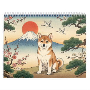Hanafuda Shiba Inu Twelve Month Woodblock Art Calendar