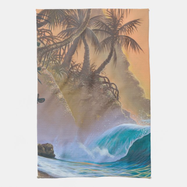 Hanalei Bay Beach Surf Tea Towel (Vertical)