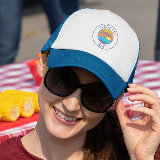 Hanalei Bay, Kauai Faded Classic Style Trucker Hat (Creator Uploaded)