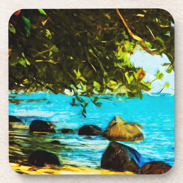 Hanalei Bay Kauai Hawaii Abstract Coaster (Front)