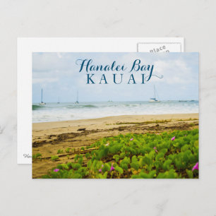 Hanalei Bay Kauai Hawaii Beach & Boats Postcard