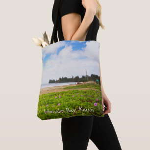 Hanalei Bay, Kauai Hawaii Beach Flower Tote Bag