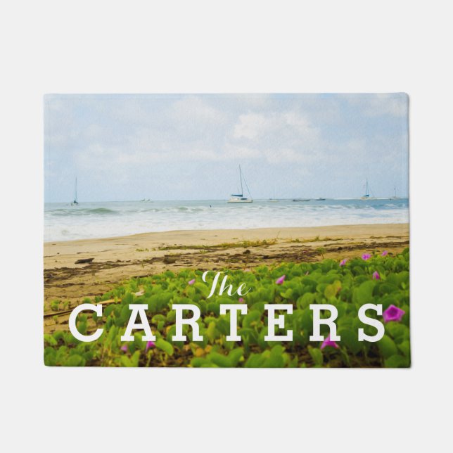 Hanalei Bay, Kauai Hawaii Beach & Sail Boats Doormat (Front)