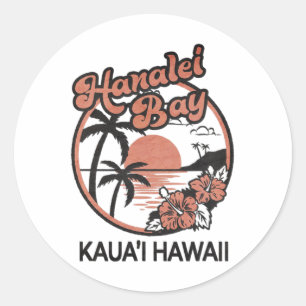 Hanalei Bay Kauai Hawaii  Classic Round Sticker