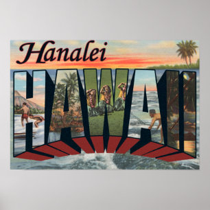 Hanalei, Hawaii - Large Letter Scenes Poster
