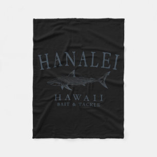 Hanalei hawaii shark retro slate art fishing  fleece blanket